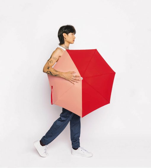 Red & Coral Pink folding compact umbrella – EDMOND