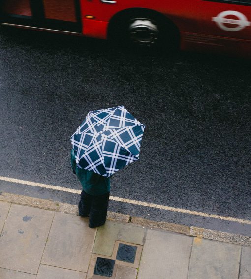 Tweed compact umbrella – black & white plaid – CAMDEN