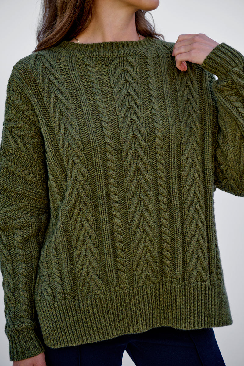 Soft Touch Cable Pullover - Rural Khaki