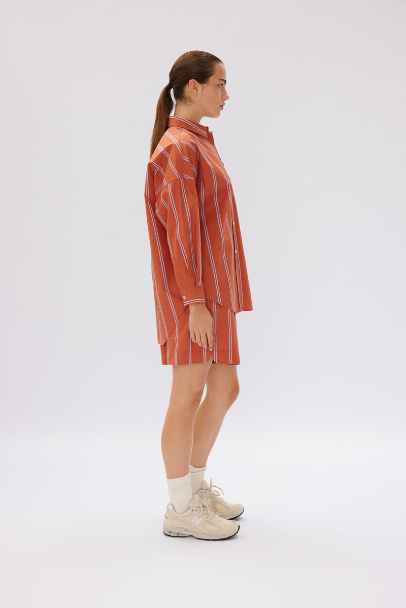 Chiara Shirt Mid Length Stripes Shirt - Violet Light/Rust