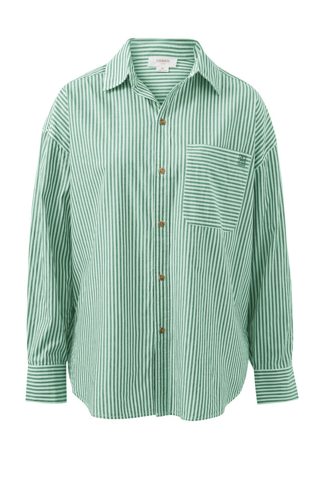 Peta Oversized Shirt - Zesty Green Stripe