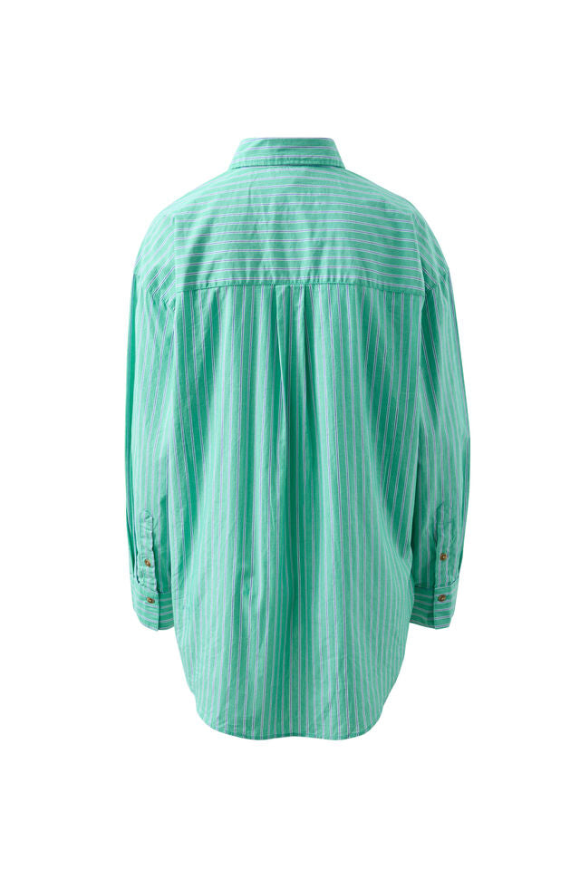 Peta Oversized Shirt - Zesty Green Stripe