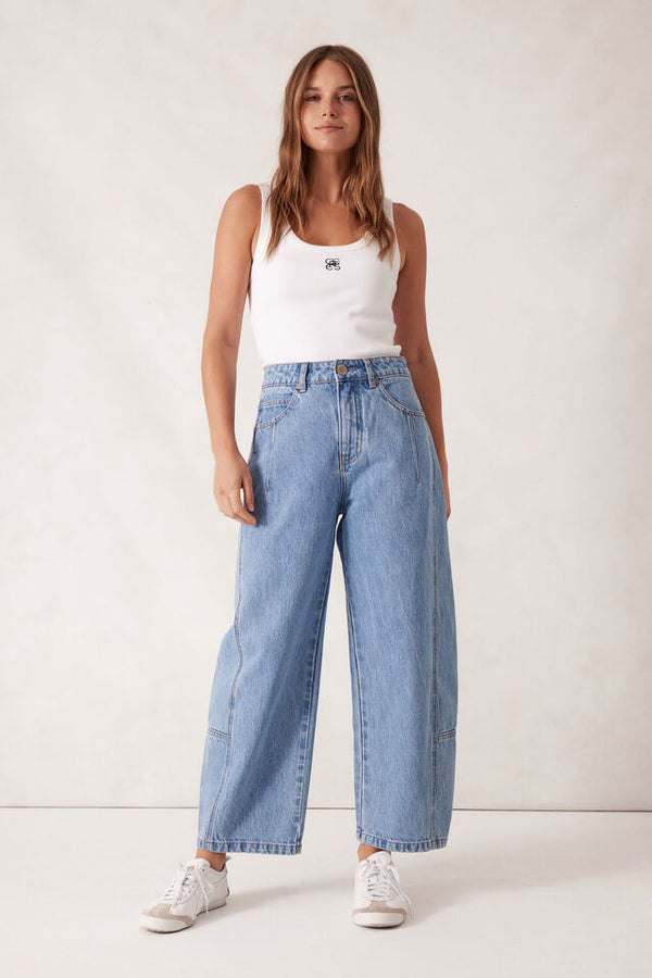 Darted Barrel Jean - Vintage Blue