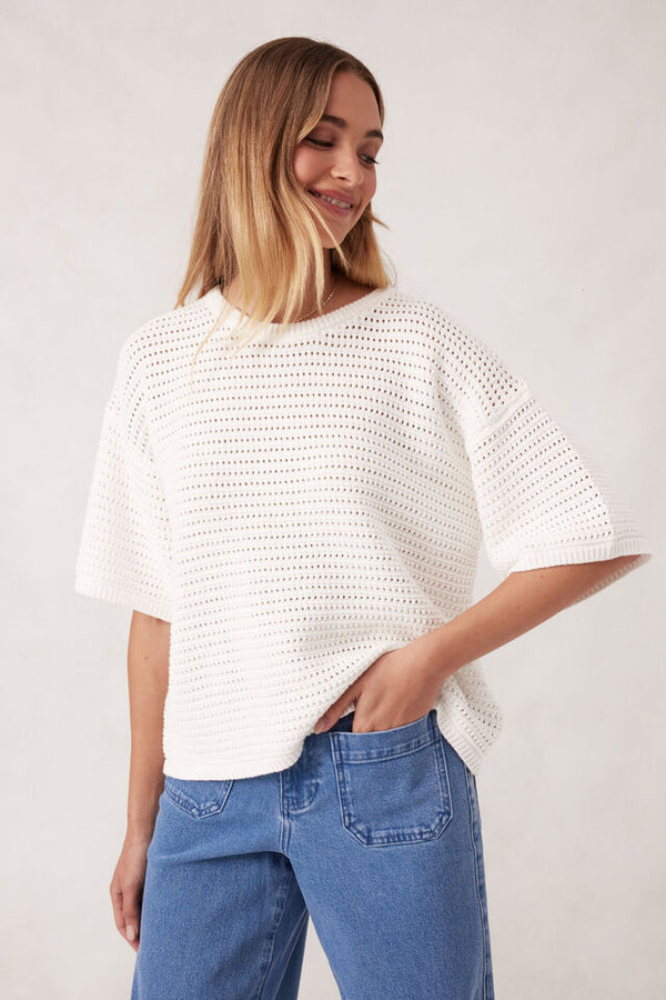 Textured Boxy Knit - White