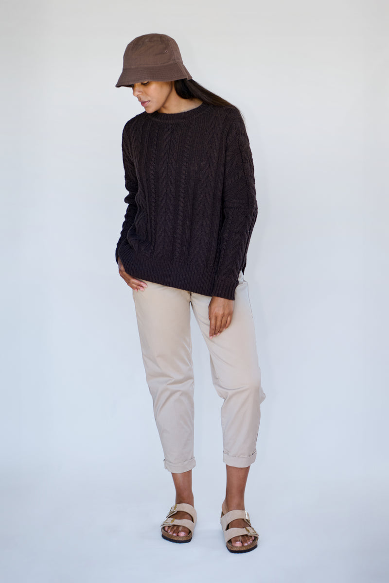 Soft Touch Cable Pullover - Chocolate