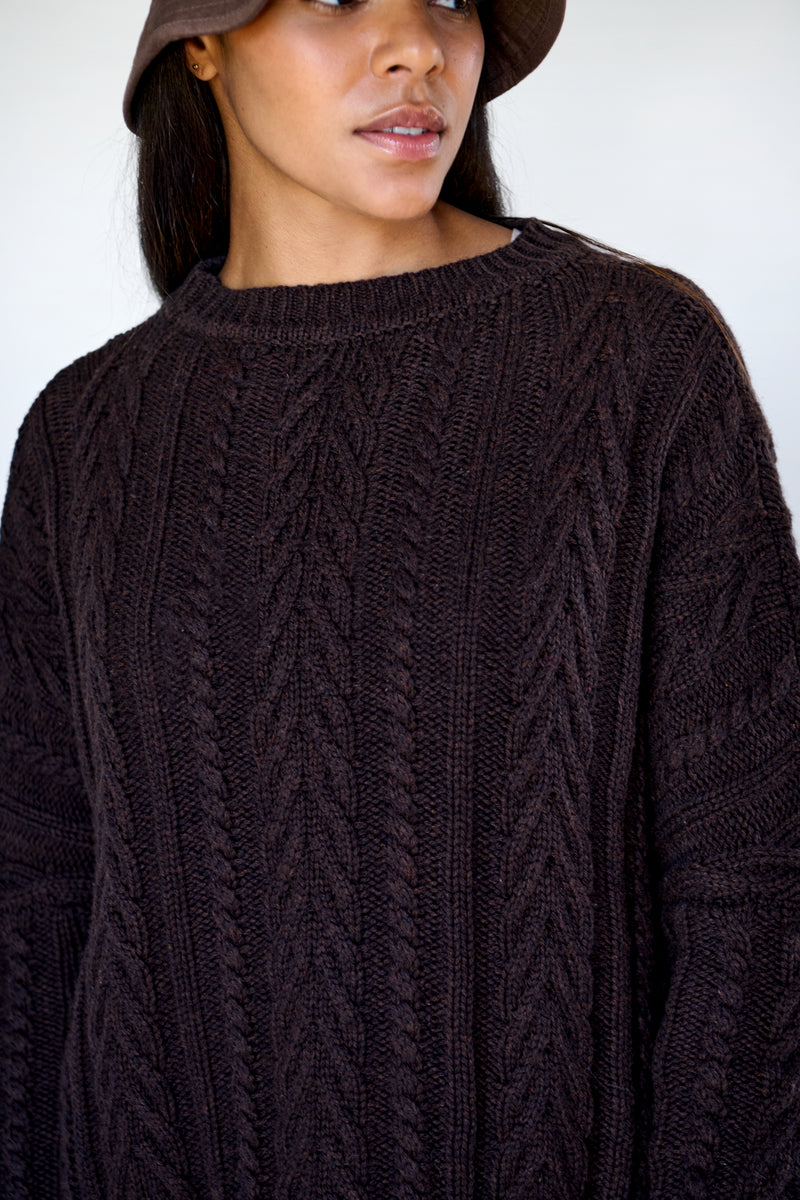 Soft Touch Cable Pullover - Chocolate