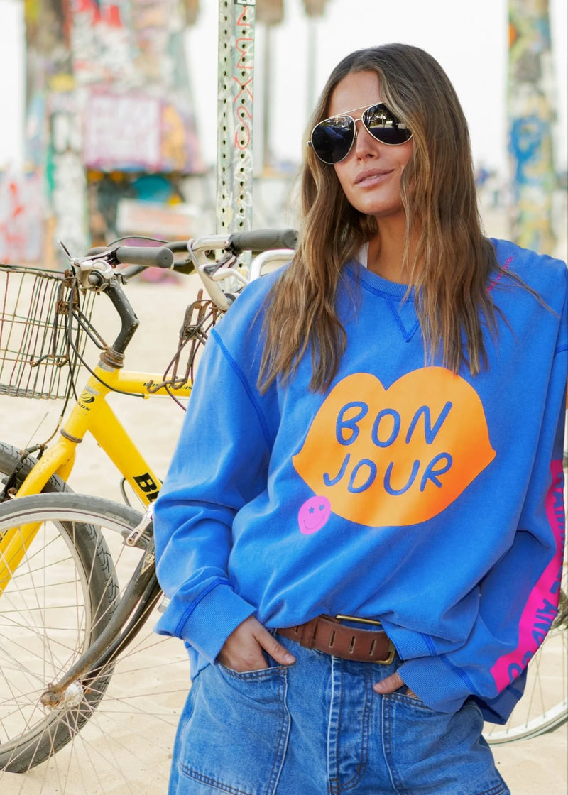 Bonjour Washed Royal Blue Sweat