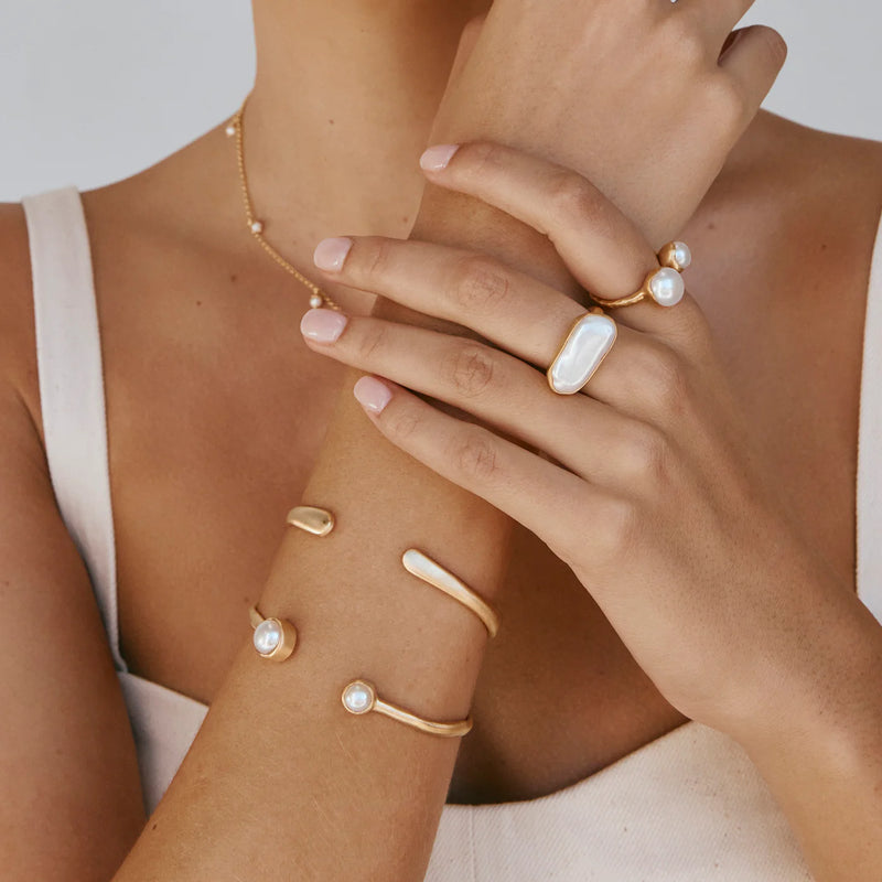 Double Pearl Cuff - Gold