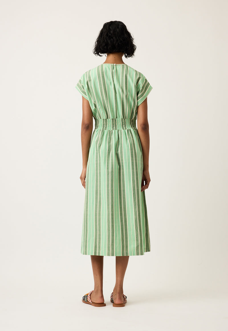 Hana Wrap Dress - Green Stripe