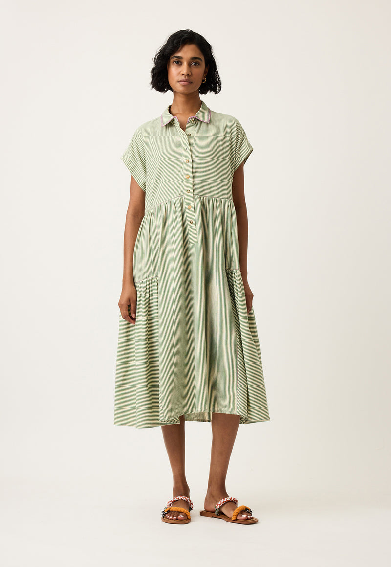 Maja Dress - Green Stripe