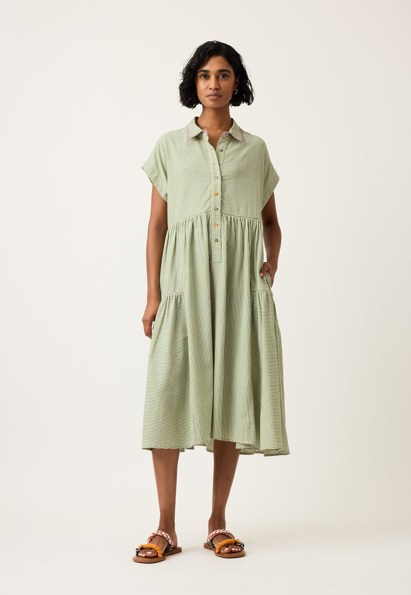 Maja Dress - Green Stripe