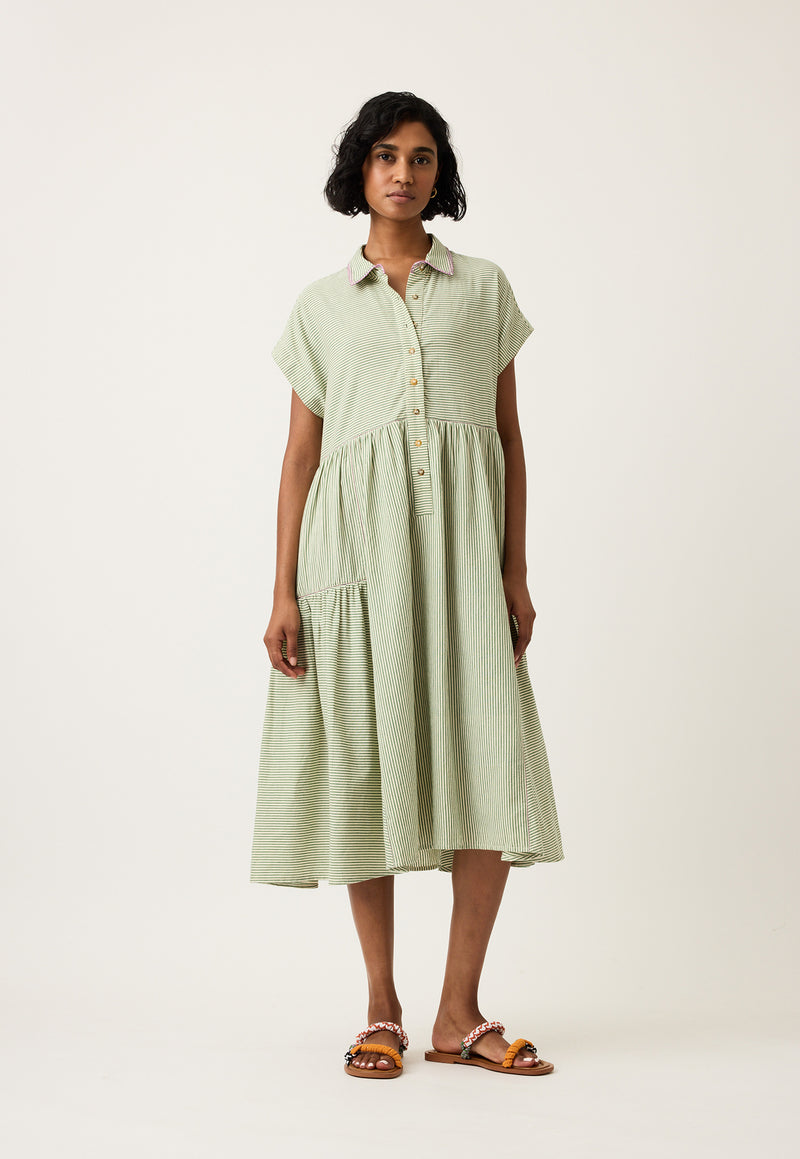 Maja Dress - Green Stripe