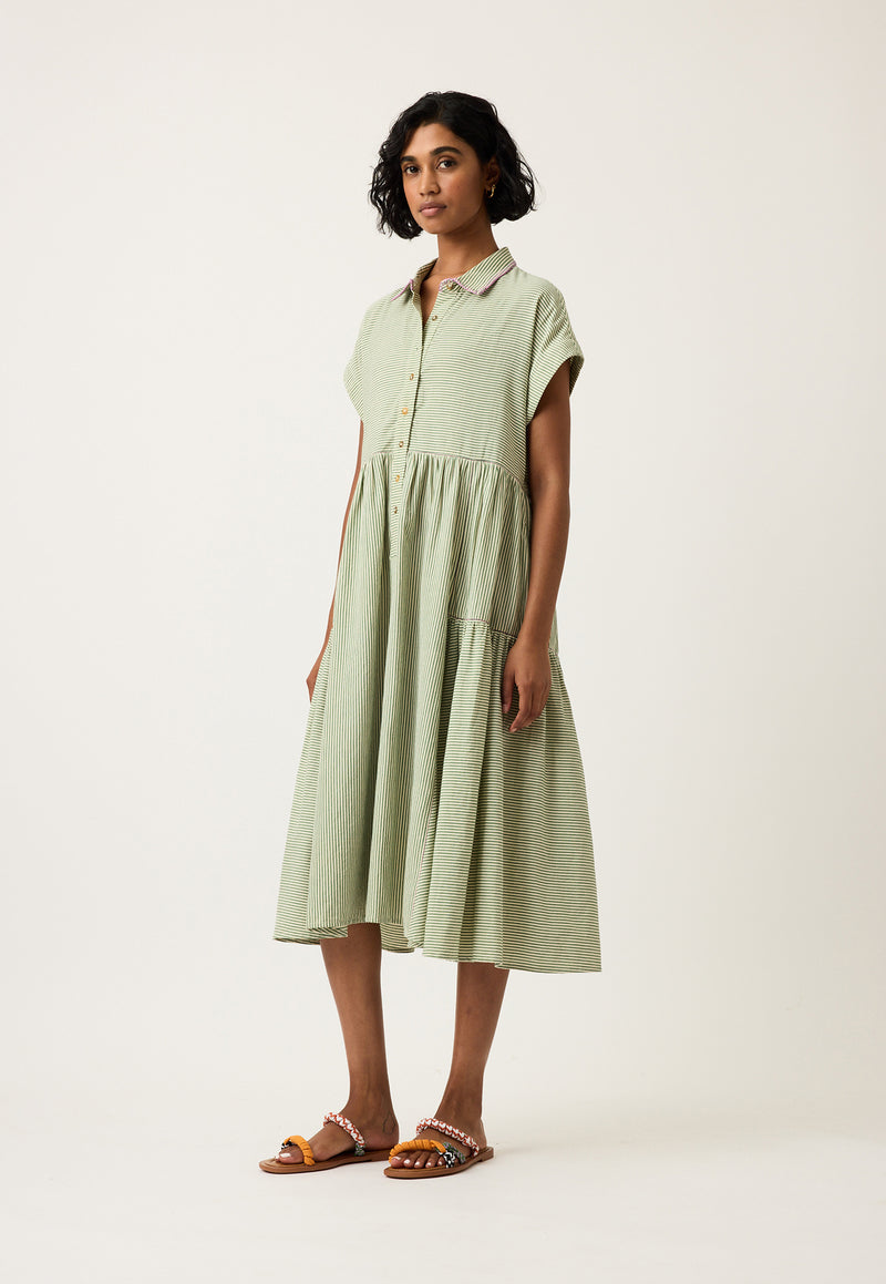 Maja Dress - Green Stripe