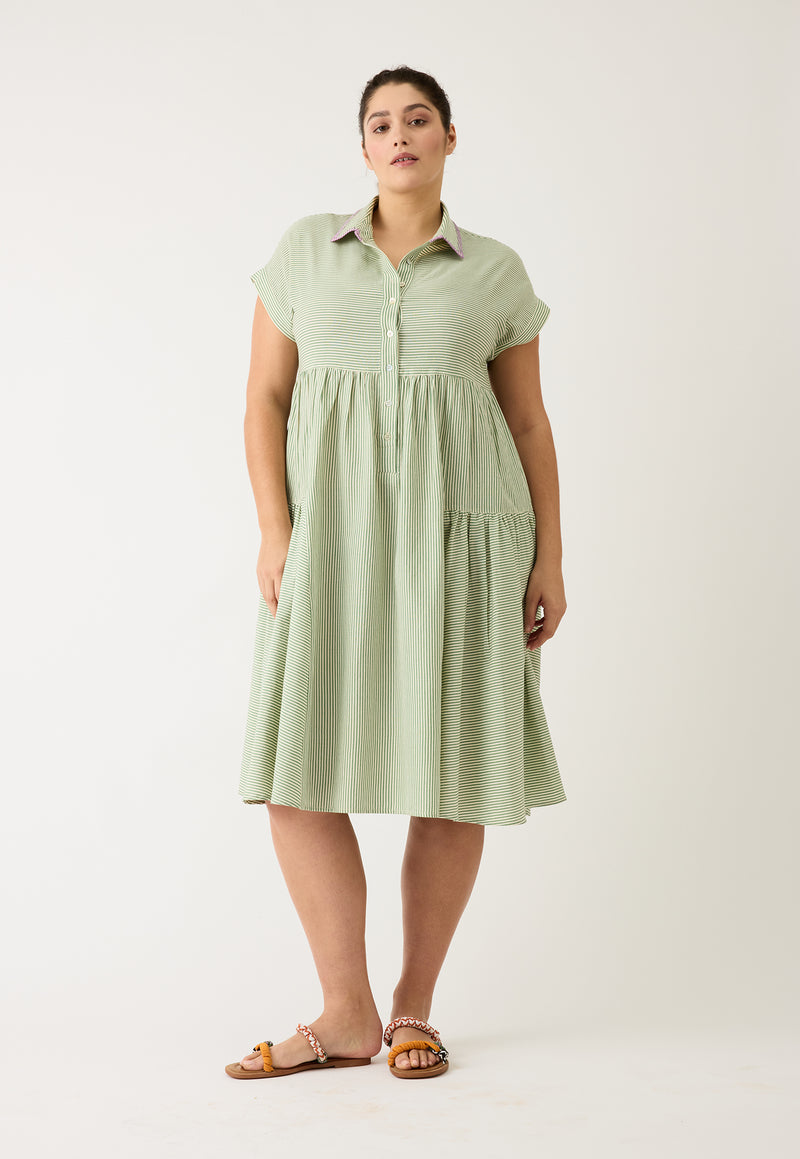 Maja Dress - Green Stripe
