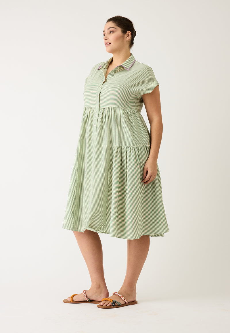 Maja Dress - Green Stripe