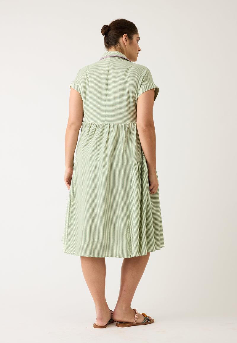 Maja Dress - Green Stripe