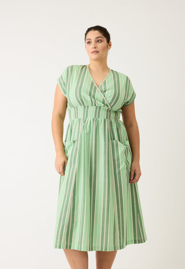Hana Wrap Dress - Green Stripe