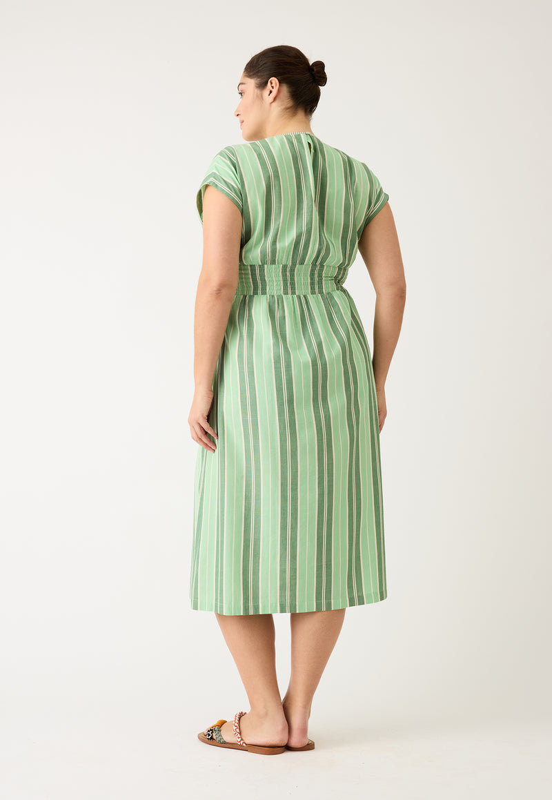 Hana Wrap Dress - Green Stripe