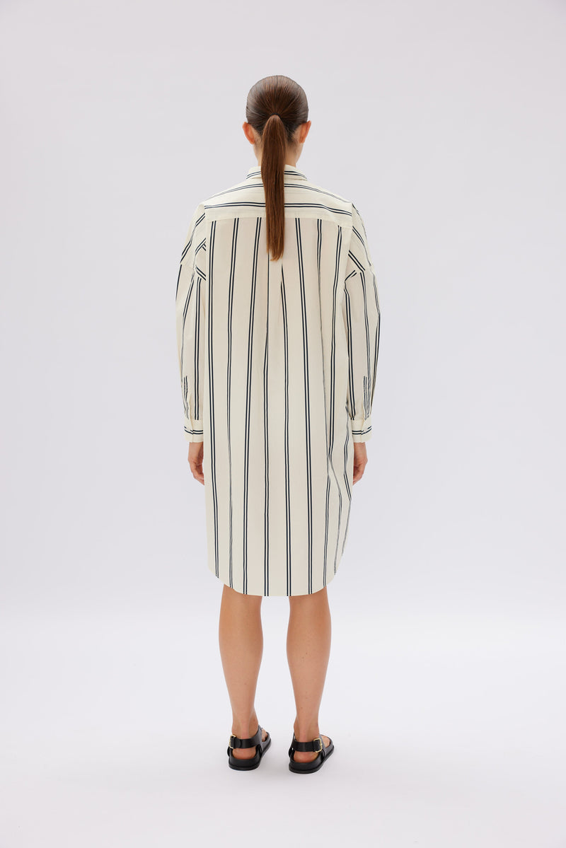 Chiara Shirt Dress - Two Stripe Vanilla & Navy