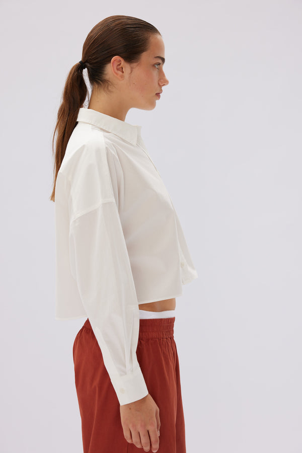 Chiara Cropped Shirt - White