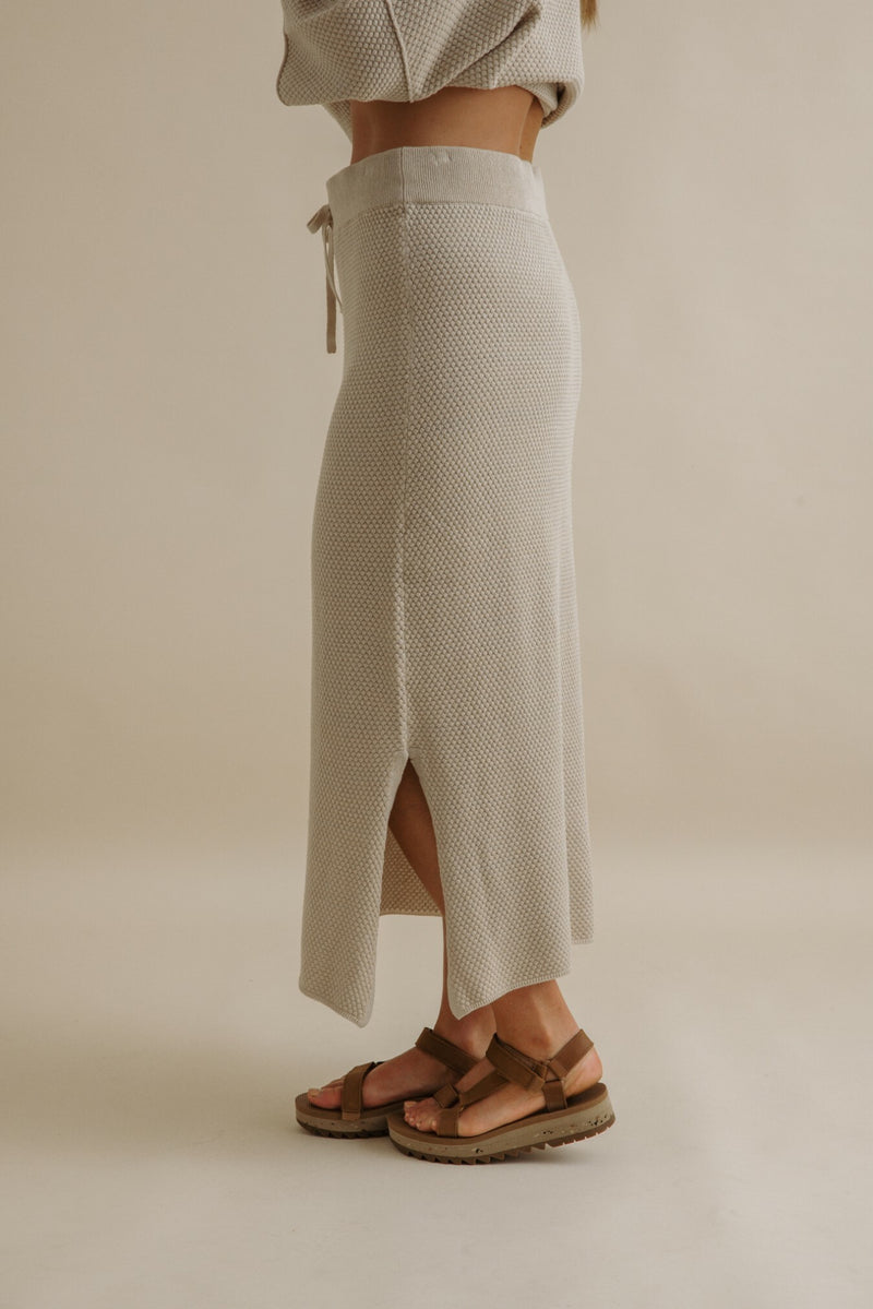 Coral Knitted Skirt- Sand Combo