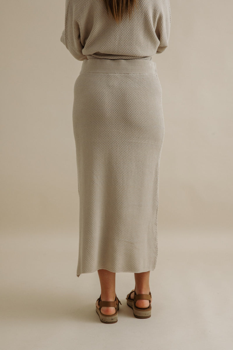 Coral Knitted Skirt- Sand Combo
