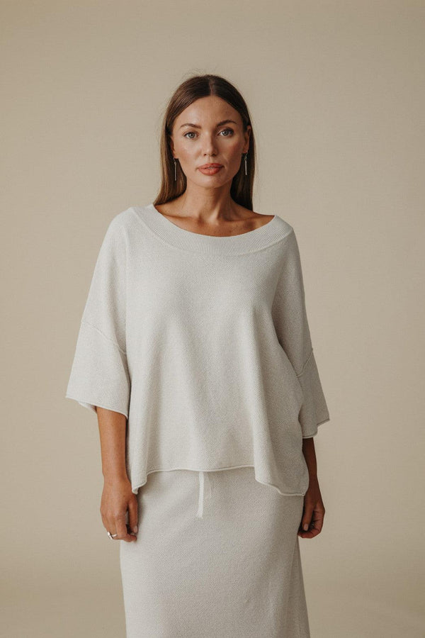 Retreat Cotton Twist Tee Pullover - Silver x Salt