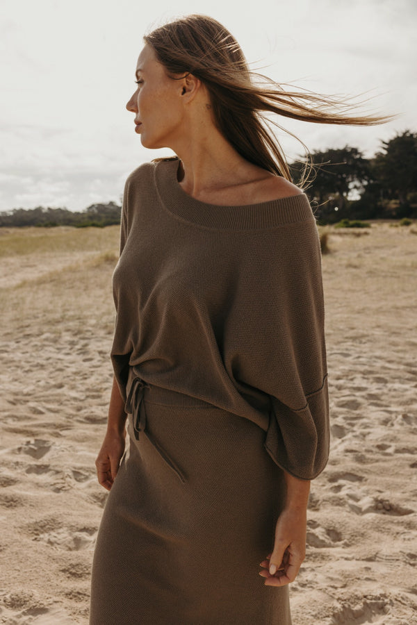 Retreat Cotton Twist Tee Pullover - Khaki x Dusty Olive