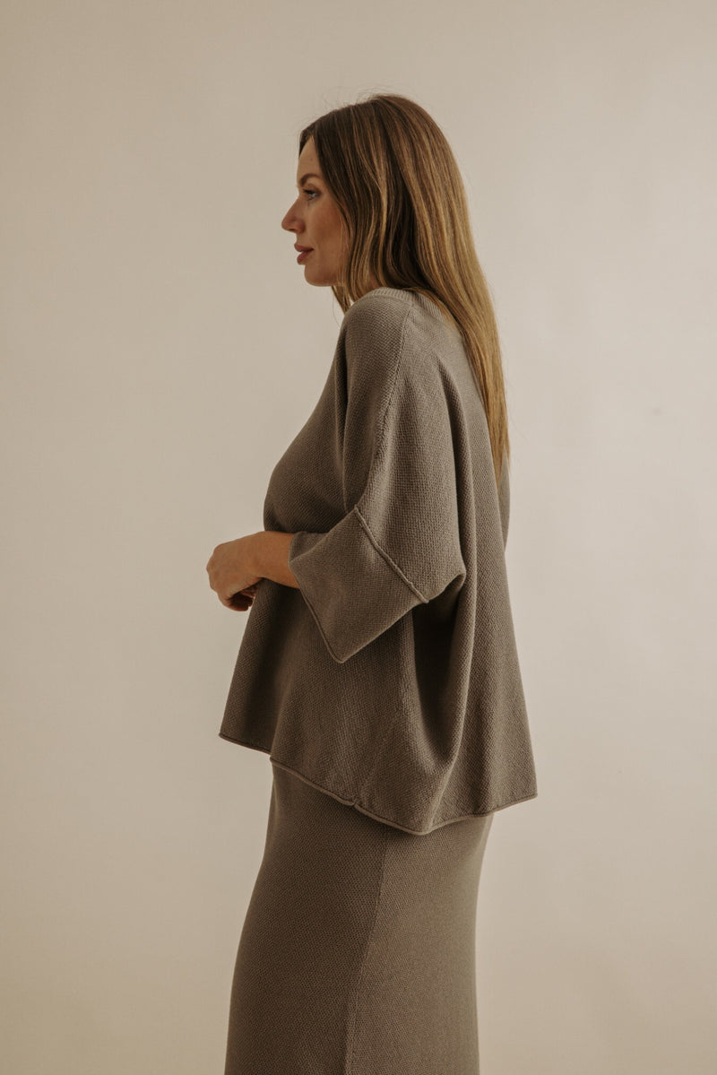 Retreat Cotton Twist Tee Pullover - Khaki x Dusty Olive
