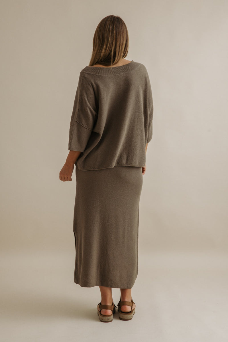 Retreat Cotton Twist Tee Pullover - Khaki x Dusty Olive