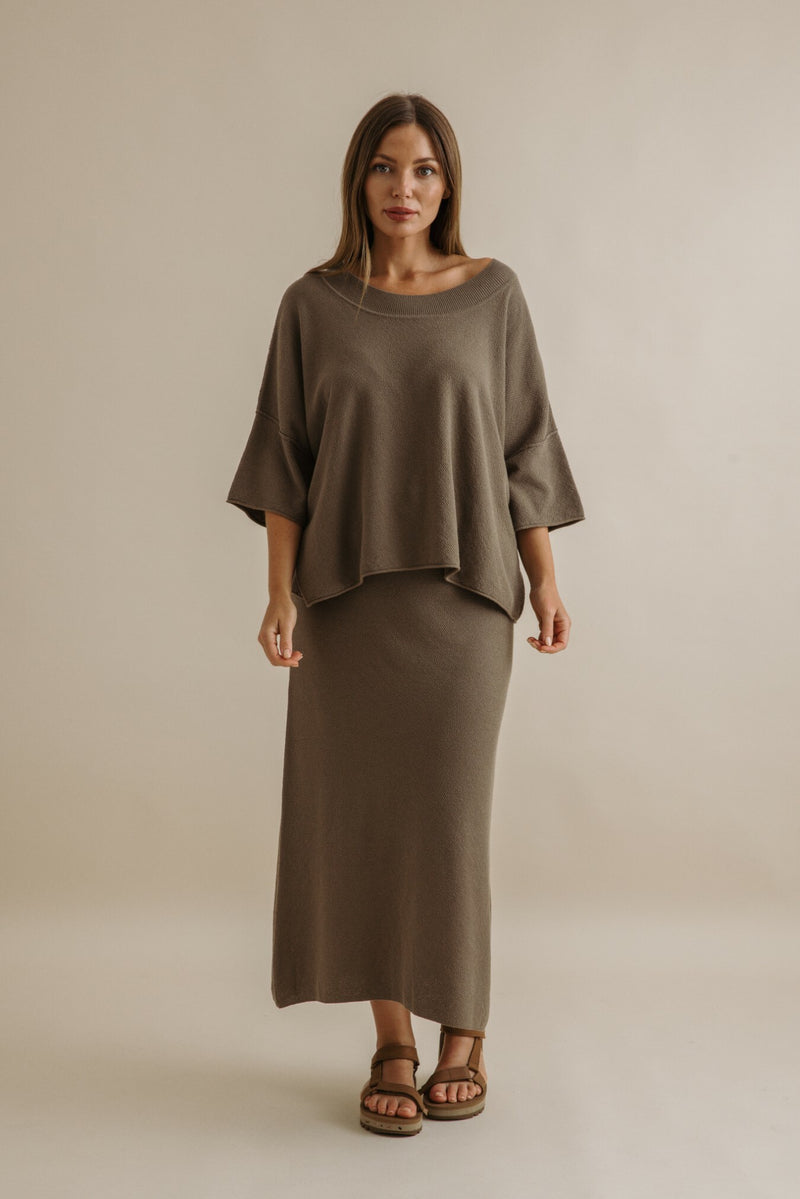 Retreat Cotton Twist Tee Pullover - Khaki x Dusty Olive