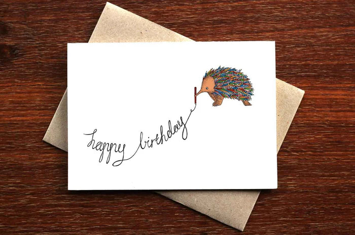 Colouring Echidna Birthday Card