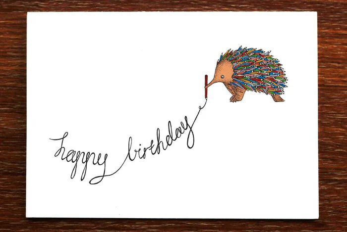 Colouring Echidna Birthday Card