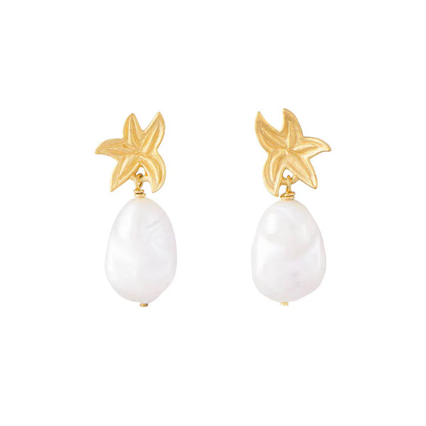 Starfish Pearl Drop Earrings