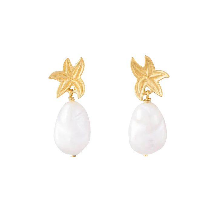 Starfish Pearl Drop Earrings