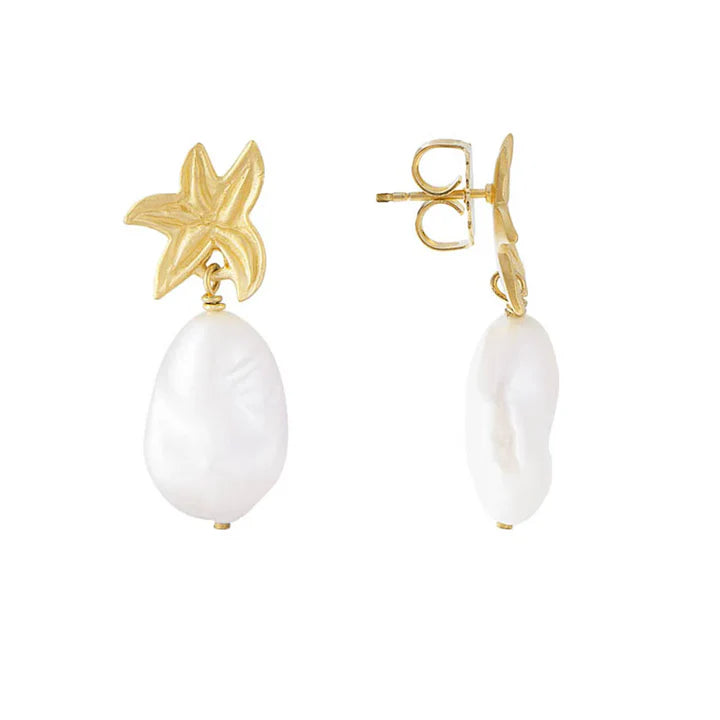 Starfish Pearl Drop Earrings