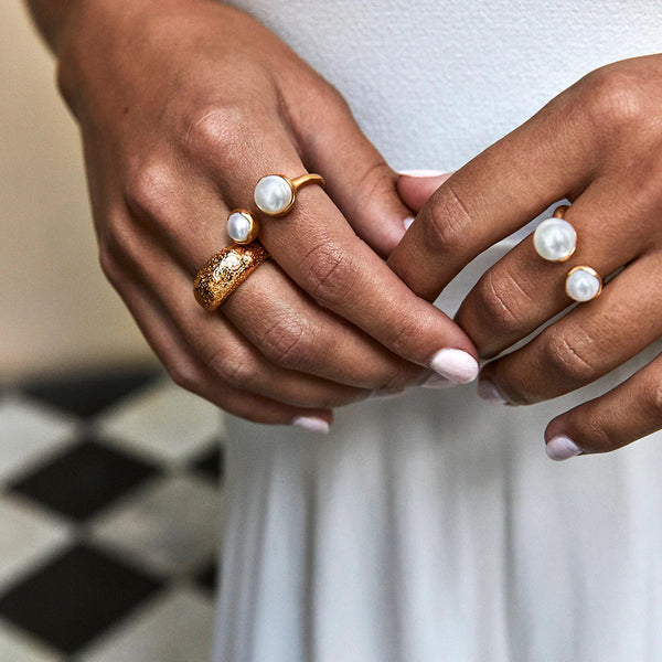 Double Pearl Ring - Gold
