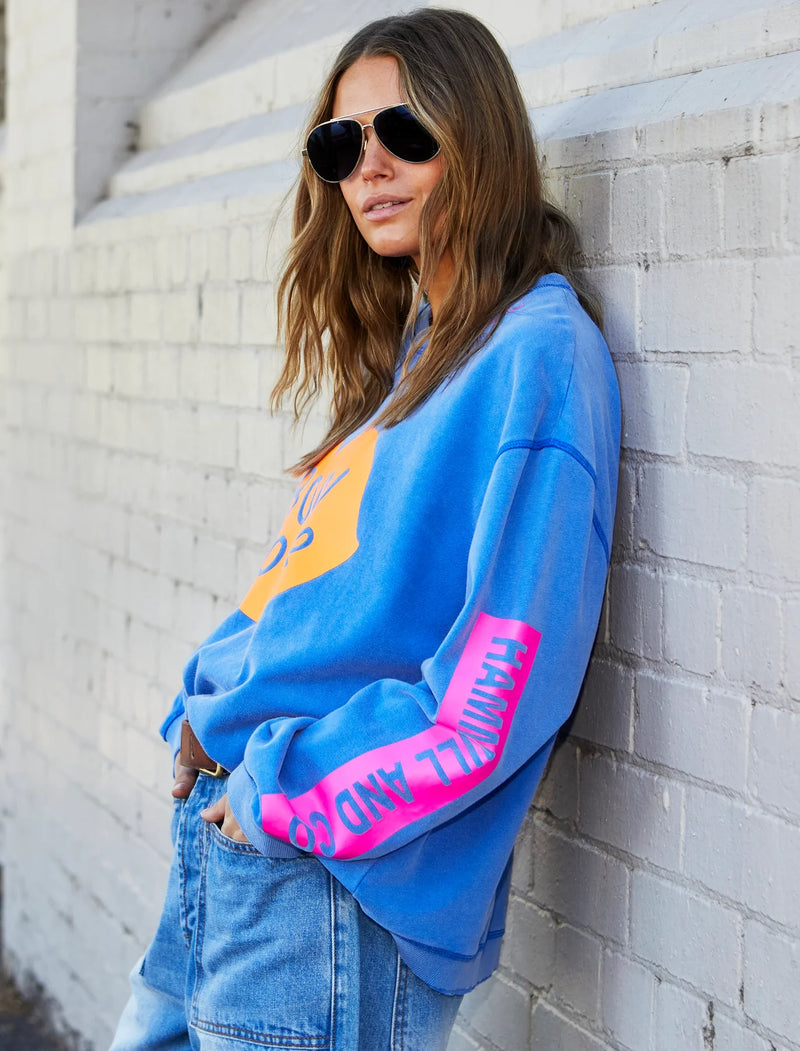 Bonjour Washed Royal Blue Sweat