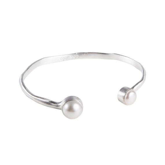 Double Pearl Cuff - Silver