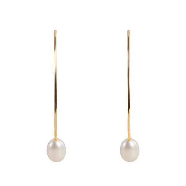 Pearl Curve Earrings - Gold