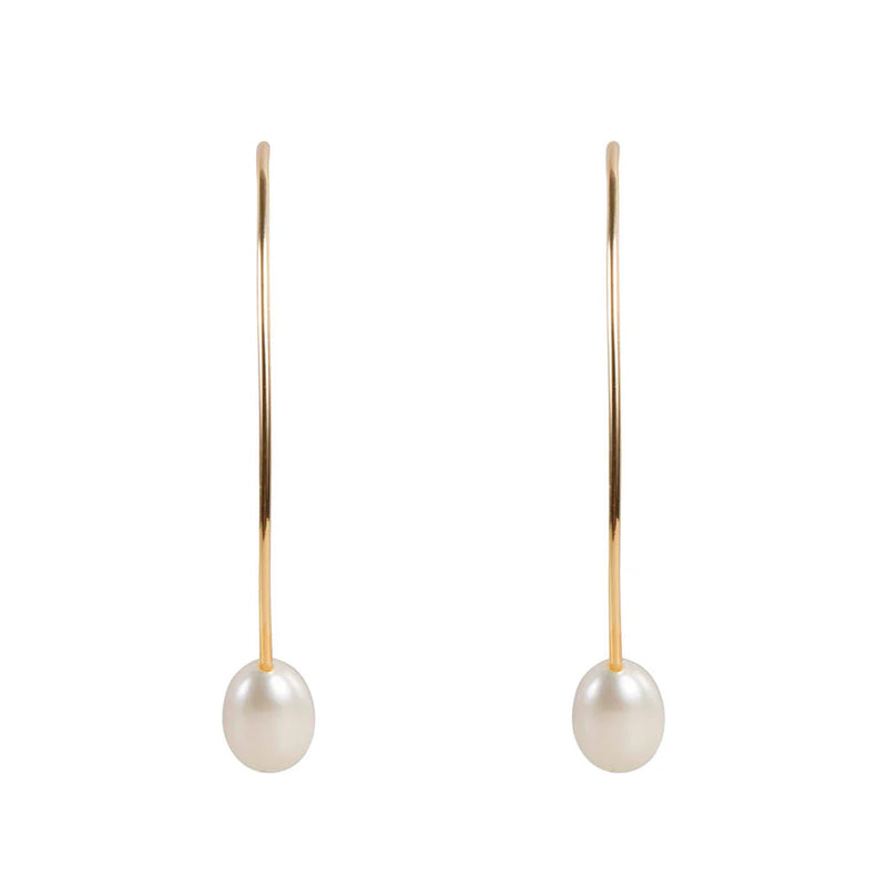 Pearl Curve Earrings - Gold