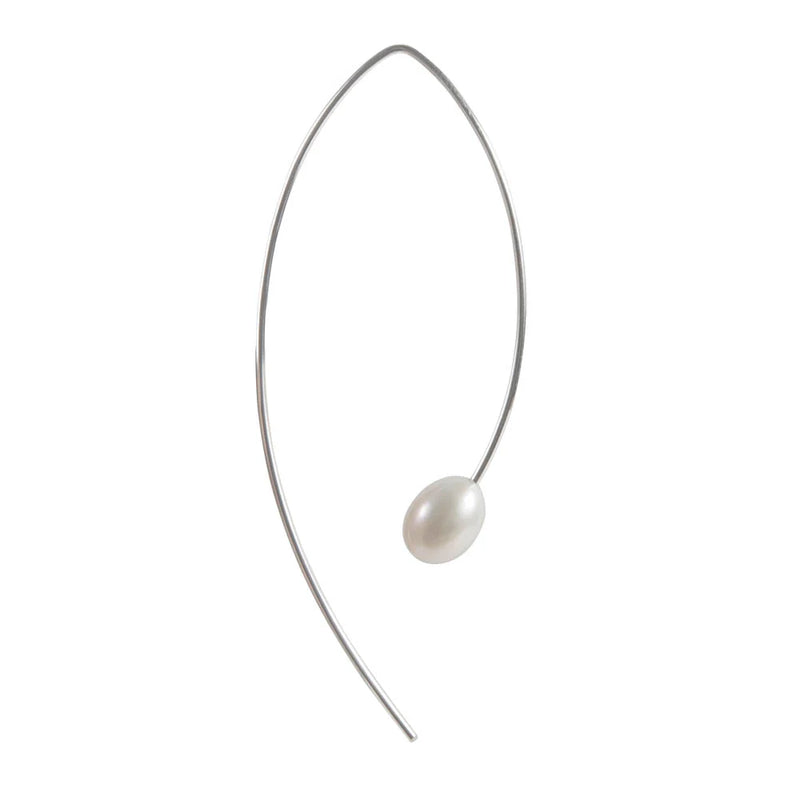 Pearl Curve Earrings - Silver