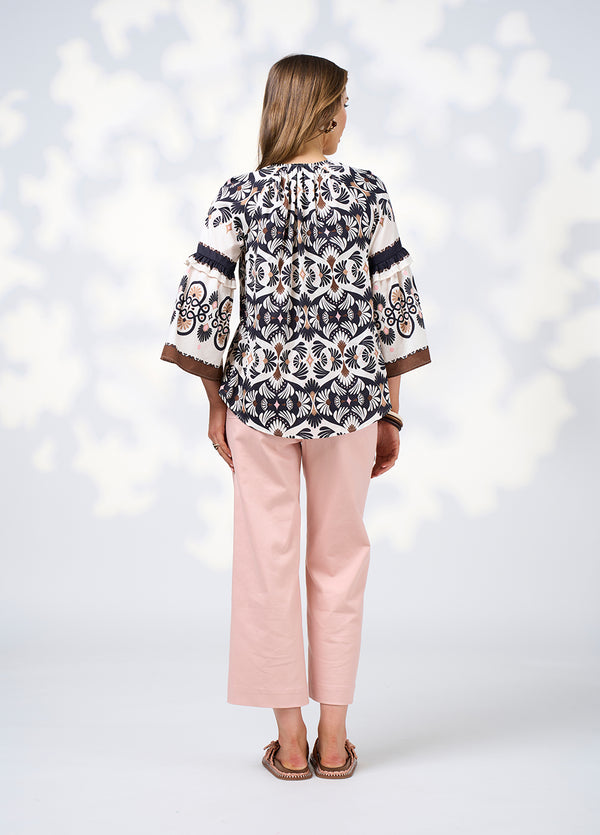 Zoe Blouse - Ecru Multi
