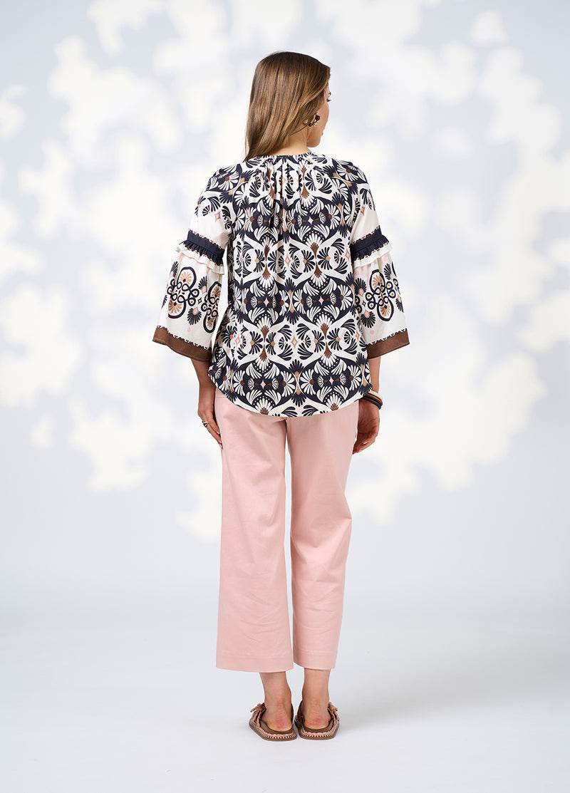 Zoe Blouse - Ecru Multi