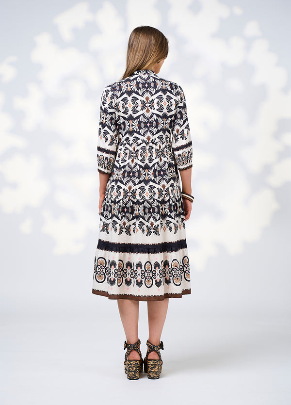 Zoe Midi Dress - Ecru Multi