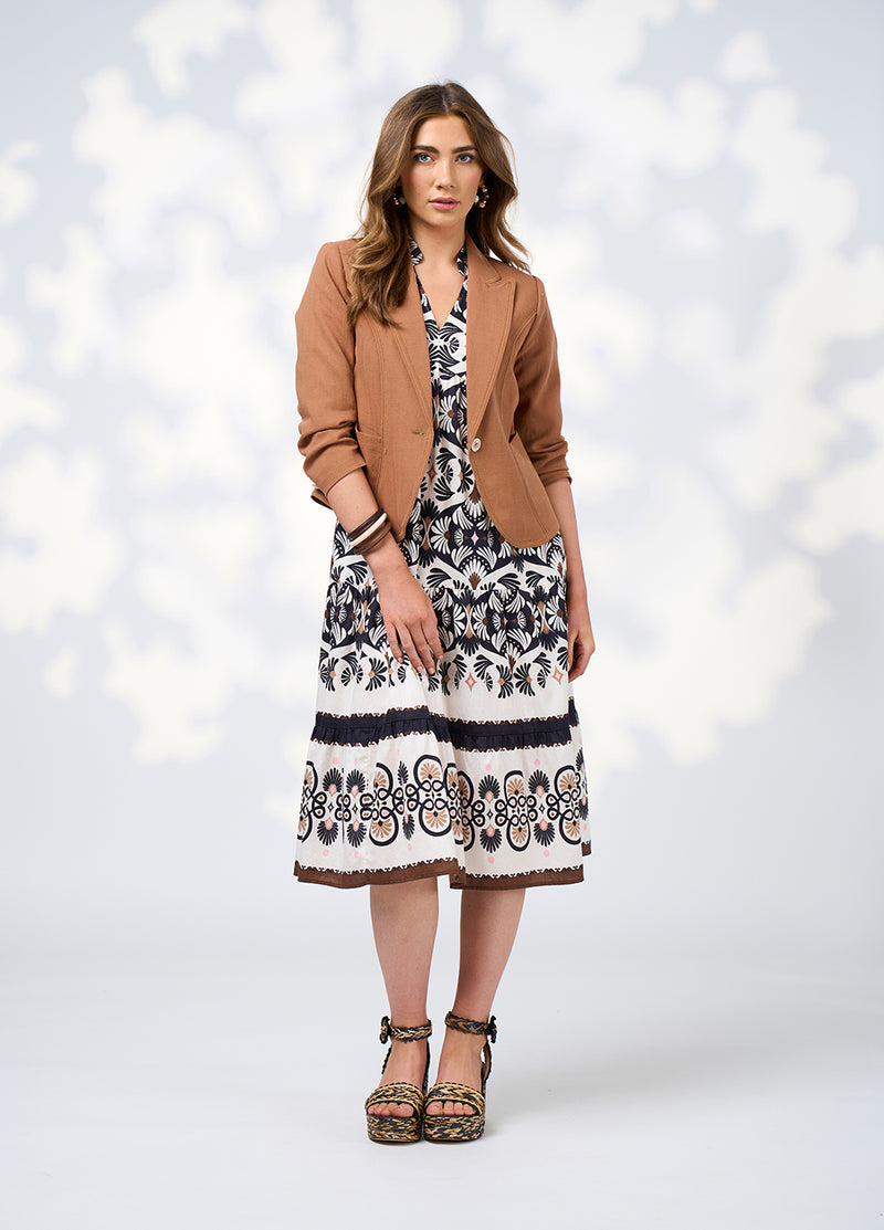 Zoe Midi Dress - Ecru Multi