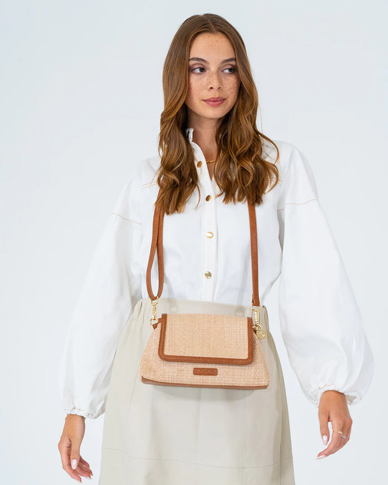 Lugano Crossbody Bag - Tan Weave