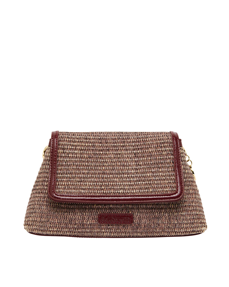 Lugano Crossbody Bag - Burgundy/Coco Weave