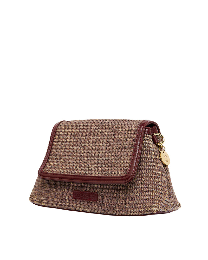 Lugano Crossbody Bag - Burgundy/Coco Weave