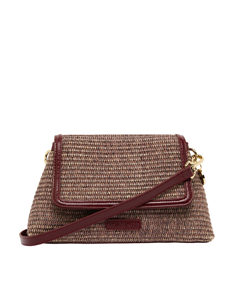 Lugano Crossbody Bag - Burgundy/Coco Weave
